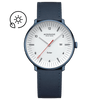 Mondaine Doppio Solar, Blaues Veganes Apfelleder, 41 mm
